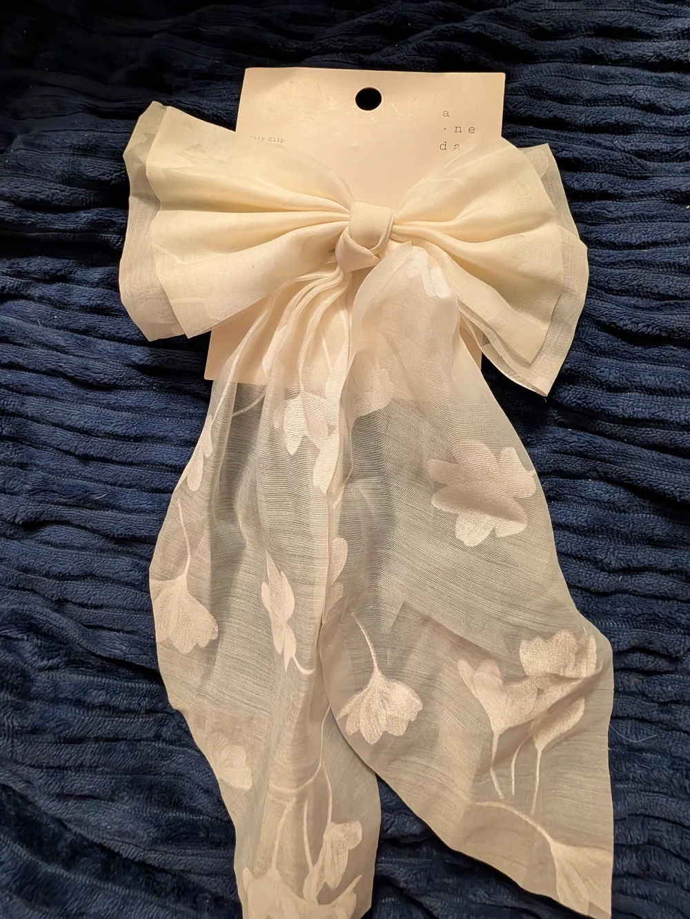 🦋 A New Day Sheer Ivory Floral Bow Hair Clip